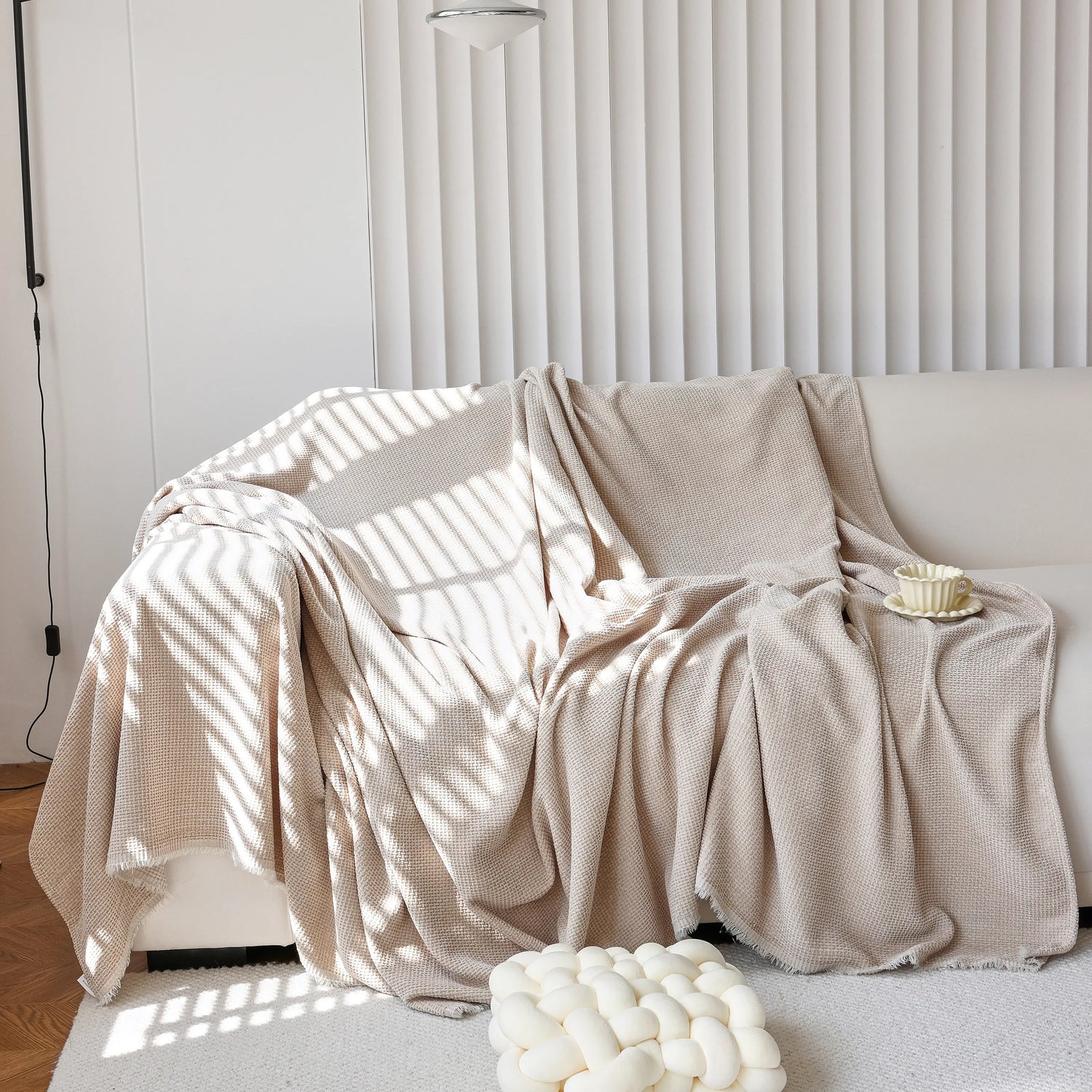 Chenille Thickened Solid Couch Blanket Throws, Reversible Couch Covers for Sectional Couches