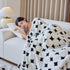 Geometric Jacquard Plush Warm Sofa Couch Cover Coral Fleece Throw Blanket for Couch