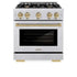 ZLINE 30" Select Gas Range Convection Gas Oven DuraSnow® Stainless Steel Champagne Bronze HGRSZ-30-CB