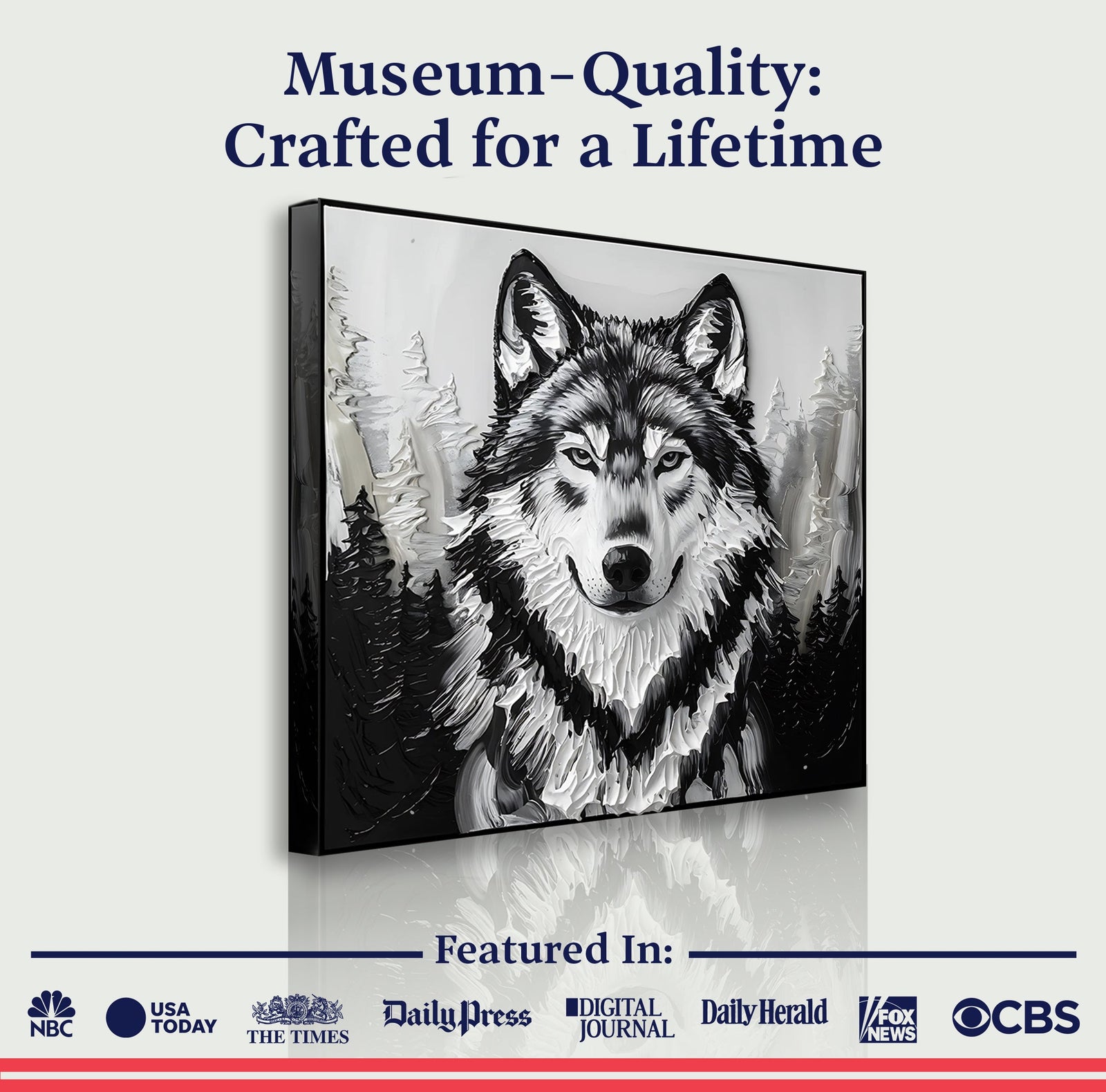 3D Wolf Wall Art IV