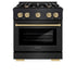 ZLINE 30" Select Dual Fuel Range Gas Cooktop Electric Convection Oven Black Stainless Steel Champagne Bronze HDRBZ-30-CB