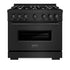 ZLINE 36" Classic Gas Range, Convection Gas Oven Black Stainless Steel, CGRB-36