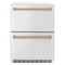 ZLINE 24" Touchstone 168 Can Outdoor-Rated Dual Refrigerator Drawer, Champagne Bronze, RDSOZ-ST-24-CB