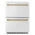 ZLINE 24" Touchstone 168 Can Outdoor-Rated Dual Refrigerator Drawer, Champagne Bronze, RDSOZ-ST-24-CB