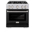 ZLINE 30" Select Dual Fuel Range Gas Cooktop Electric Convection Oven Stainless Steel Black Matte Door HDR-BLM-30
