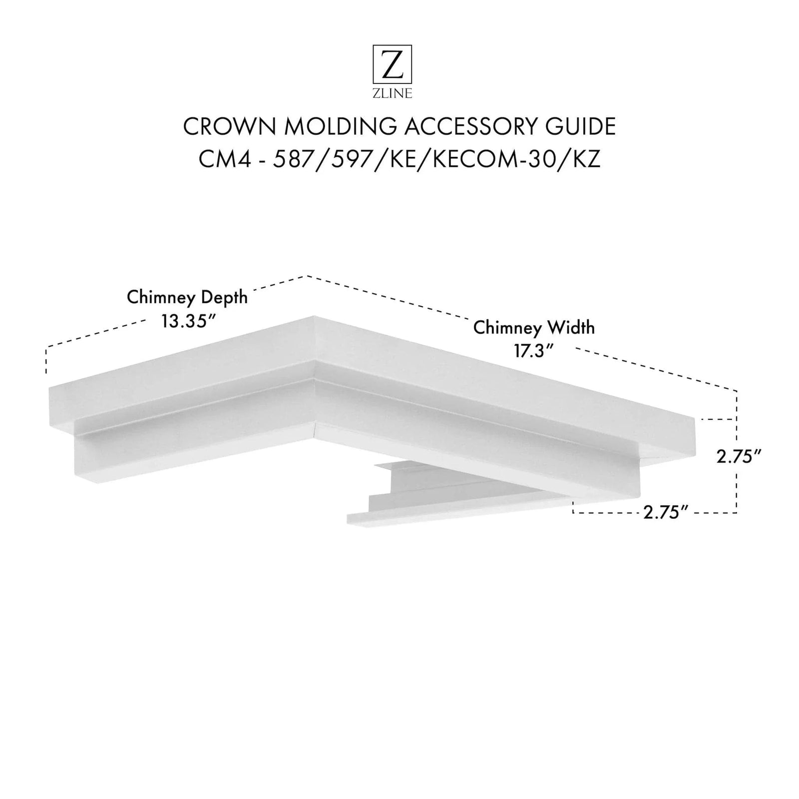 ZLINE Crown Molding #4 for Wall Range Hood, CM4-587/597/KE/KECOM-30/KZ