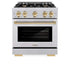 ZLINE 30" Select Dual Fuel Range Gas Cooktop Electric Convection Oven Stainless Steel Gold HDRZ-30-G