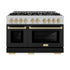 ZLINE 48" Select Gas Range Convection Gas Oven DuraSnow® Stainless Steel Black Matte Door Champagne Bronze HGRSZ-BLM-48-CB
