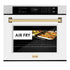 ZLINE 30"Professional True Convection Single Wall Oven, Air Fry, Self Clean, DuraSnow® White Matte, Gold WASSZ-WM-30-G