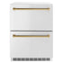 ZLINE 24" Touchstone 168 Can Outdoor-Rated Dual Refrigerator Drawer, Gold, RDSOZ-ST-24-G