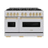 ZLINE 48" Dual Fuel Range, Gas Cooktop, Electric Convection Oven Stainless Steel, Gold CDRZ-48-G