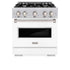 ZLINE 30"Classic Gas Range, Convection Gas Oven, Stainless Steel, White Matte Door CGR-WM-30