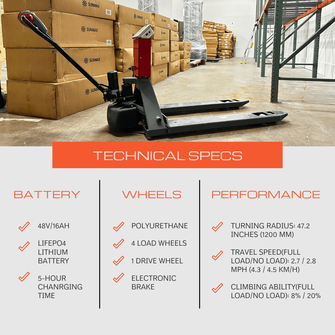 PT4400W 4400 lbs Electric Pallet Jack with Built-in Scale, 45