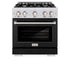 ZLINE 36" Select Gas Range Convection Gas Oven DuraSnow® Stainless Steel Black Matte Door HGRS-BLM-36