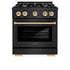 ZLINE 30" Select Gas Range Convection Gas Oven Black Stainless Steel Gold HGRBZ-30-G