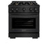 ZLINE 30" Select Gas Range Convection Gas Oven Black Stainless Steel Brass Burners HGRB-BR-30