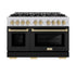 ZLINE 48" Select Gas Range Convection Gas Oven Stainless Steel Black Matte Doors Champagne Bronze HGRZ-BLM-48-CB