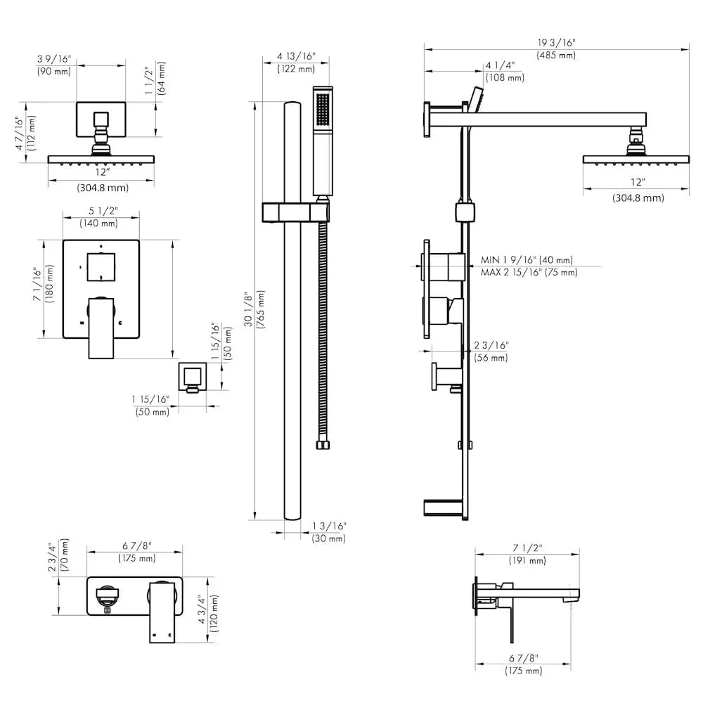 ZLINE Bliss Shower System Oversized Shower Head, BLS-SHS12-CH