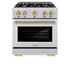 ZLINE 30" Select Dual Fuel Range Gas Cooktop Electric Convection Oven Stainless Steel Champagne Bronze HDRZ-30-CB