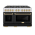 ZLINE 48" Select Dual Fuel Range Gas Cooktop Electric Convection Oven Stainless Steel Black Matte Doors Gold HDRZ-BLM-48-G