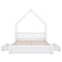 House Style Platform Bed With Guardrail And 2 Drawers