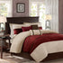 7 Pc Pieced Faux Suede Comforter Set Red King