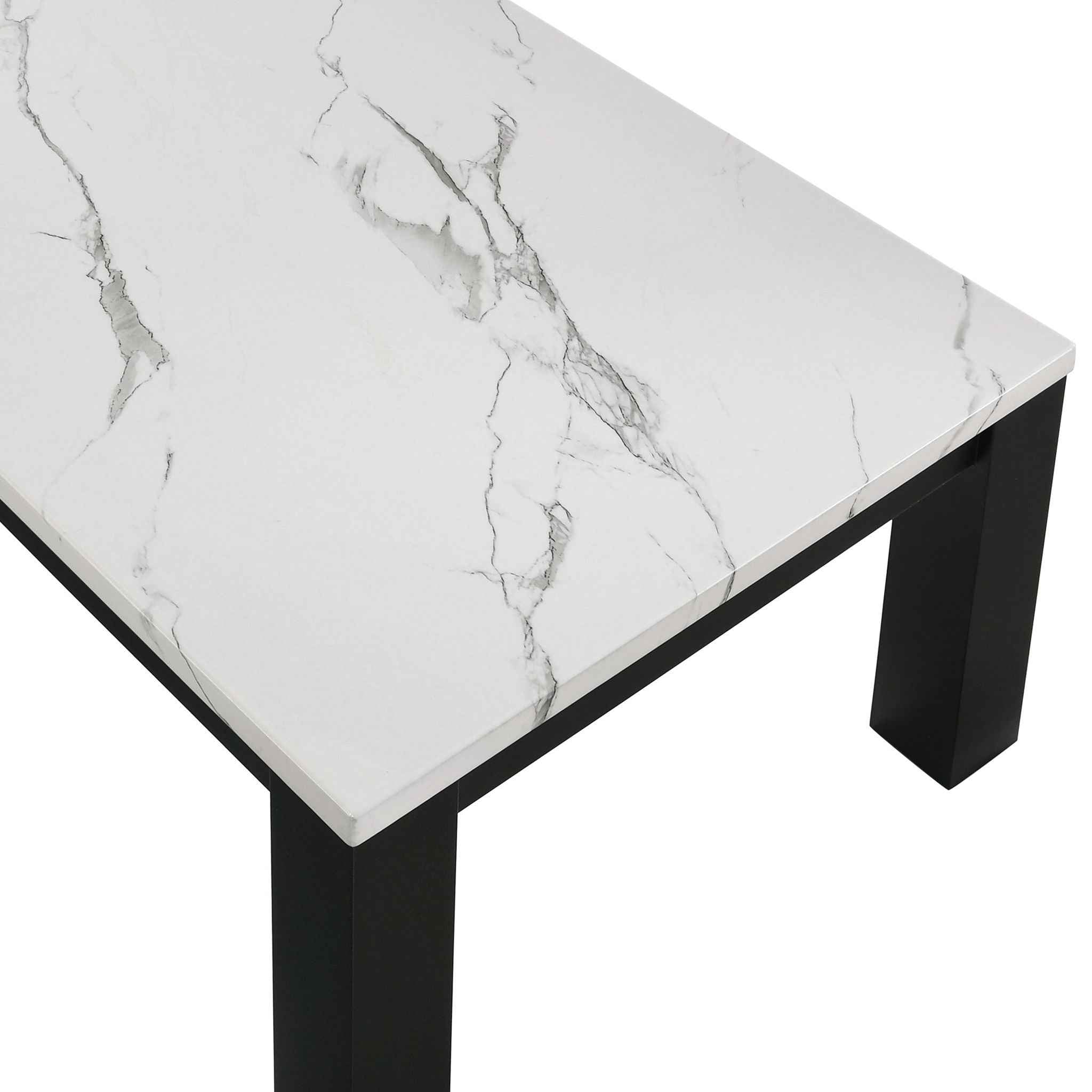 Modern 3 Piece Living Room Table Set With Faux Marble Top Wooden - Black / White