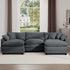 Modern Oversized Modular Cushion Sofa With Ottoman, Low Back, Deep Seating Sofa Set