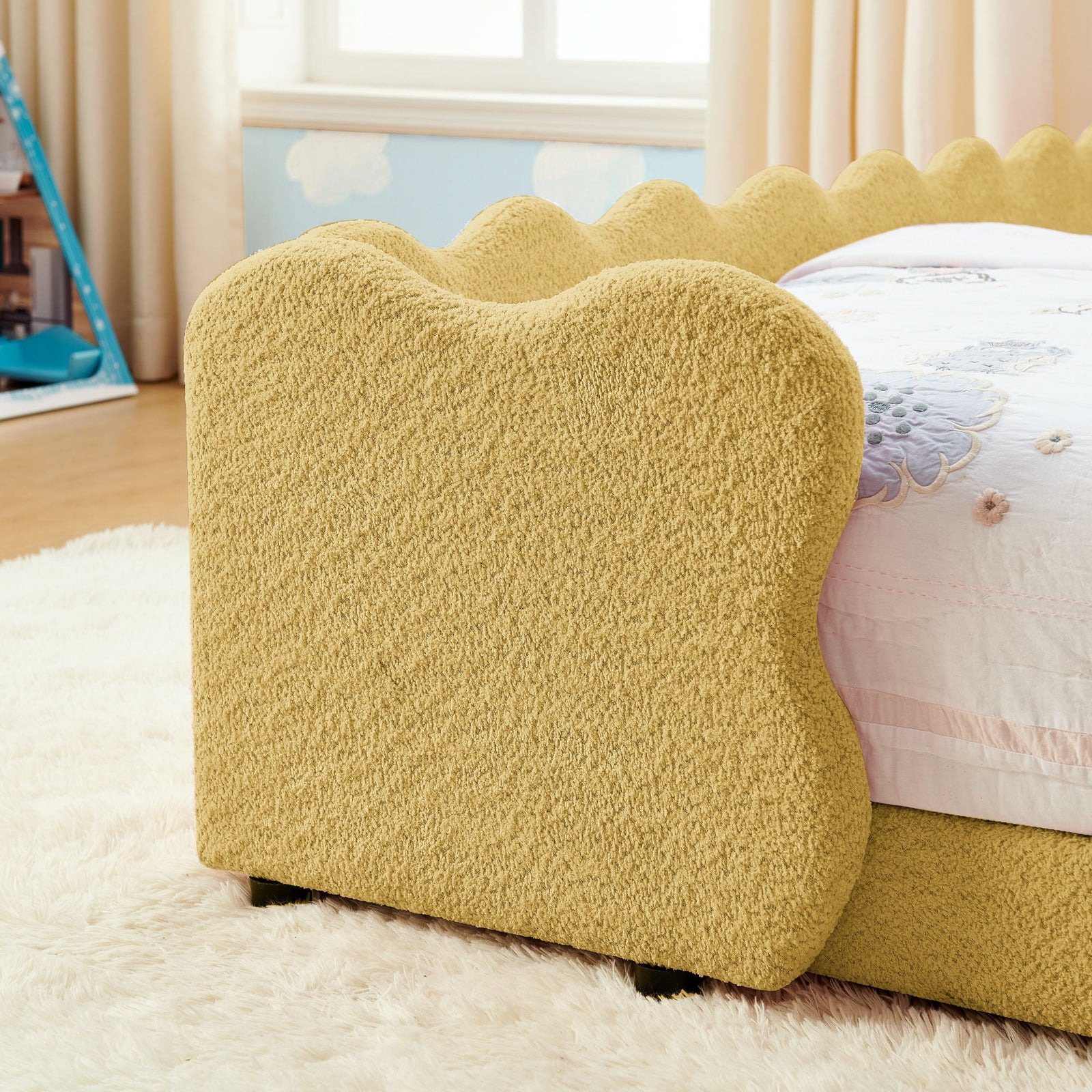 Cute Dinosaur Shaped Bed With Safety Guardrail, Toddler Frame