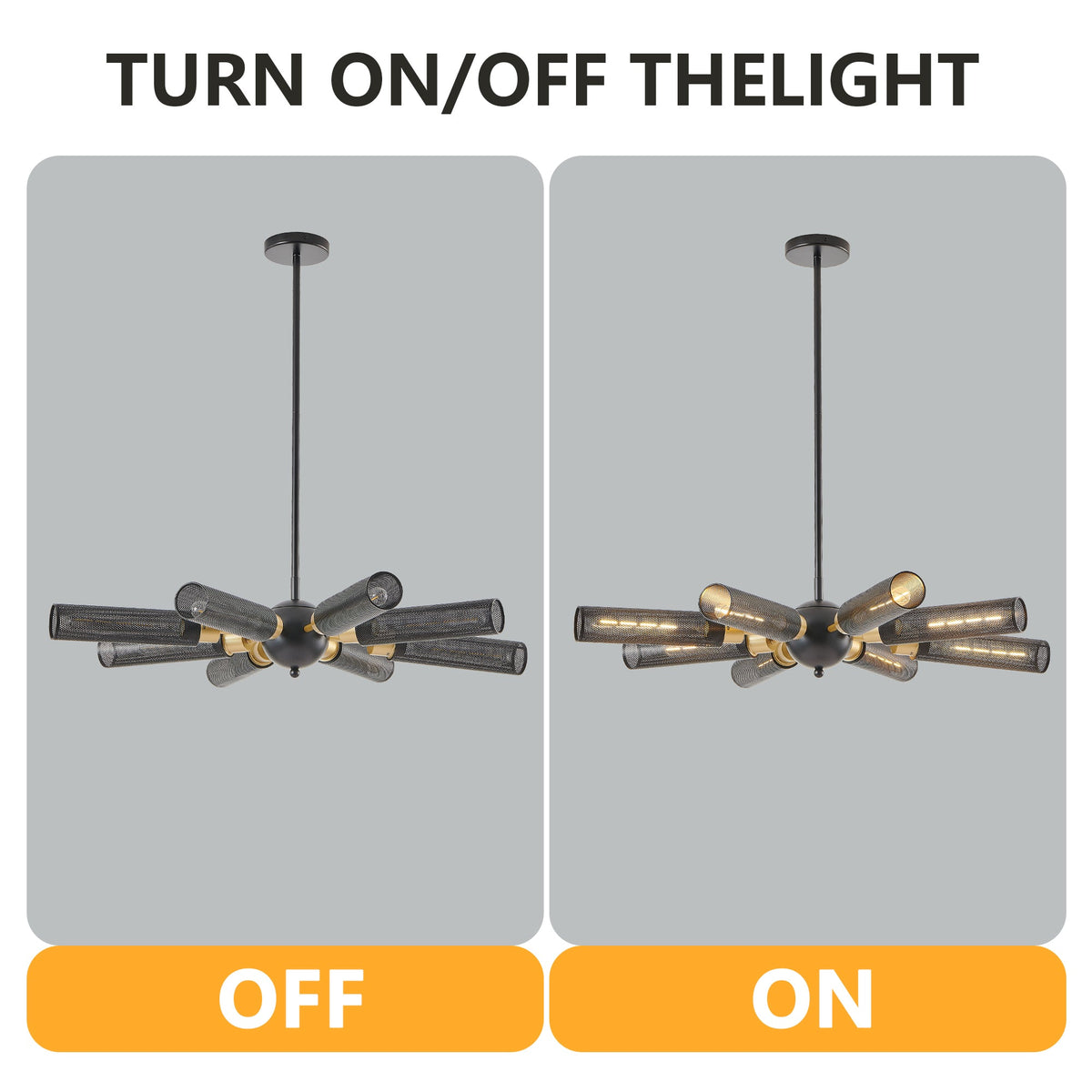 34' Modern Industrial Sputnik 8-Light Chandelier
