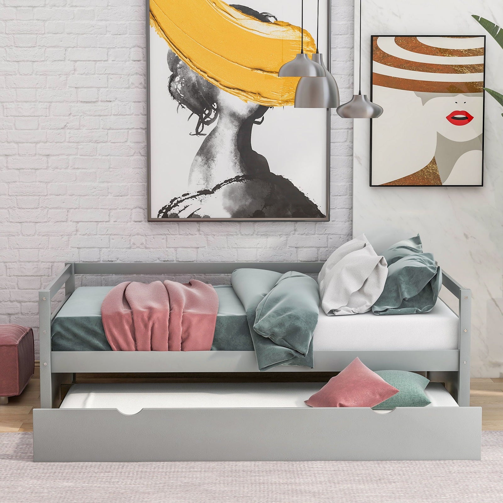 Twin Daybed With Trundle Frame Set