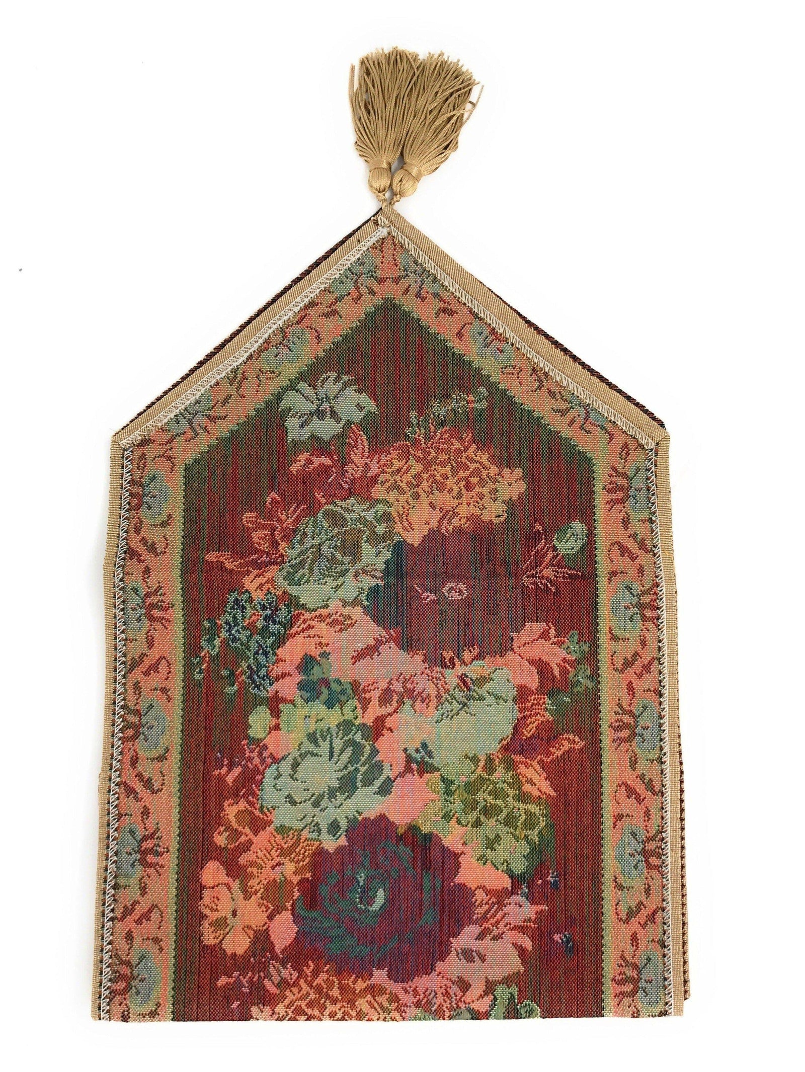 DaDa Bedding Set of 3-Pieces - Breath of Spring Floral Beige Woven Dining Tapestry Table Runners (3089)