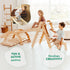 6 in 1 Montessori Climbing Set: Triangle Ladder + Arch/Rocker + Slide/Ramp + Net + Cushion + Art Addition