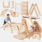 6 in 1 Montessori Climbing Set: Triangle Ladder + Arch/Rocker + Slide/Ramp + Net + Cushion + Art Addition