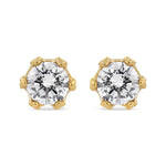 14K Yellow Gold 2.0 Cttw Round Diamond Crown Stud Earrings (I-J Color, I1-I2 Clarity)