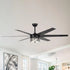 70" Black Modern Ceiling Fan
