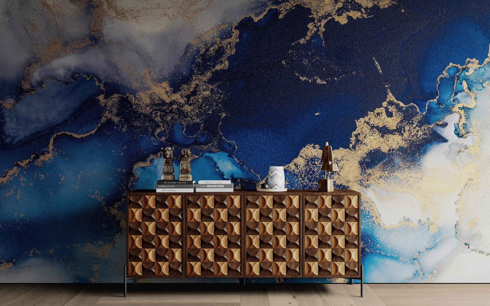 Sapphire Blue Marble Wallpaper Mural. #7008