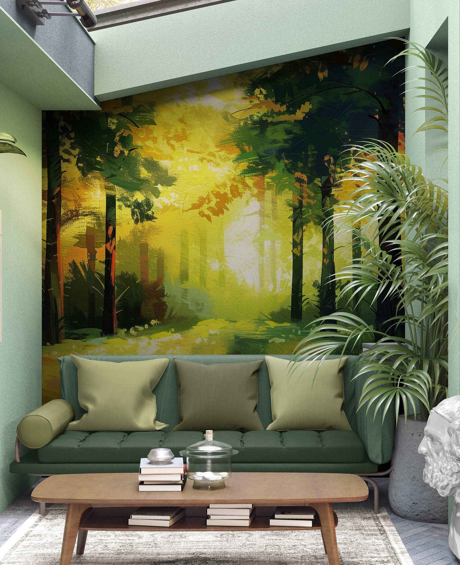 Green Forest Painting Wallpaper Mural. #7018