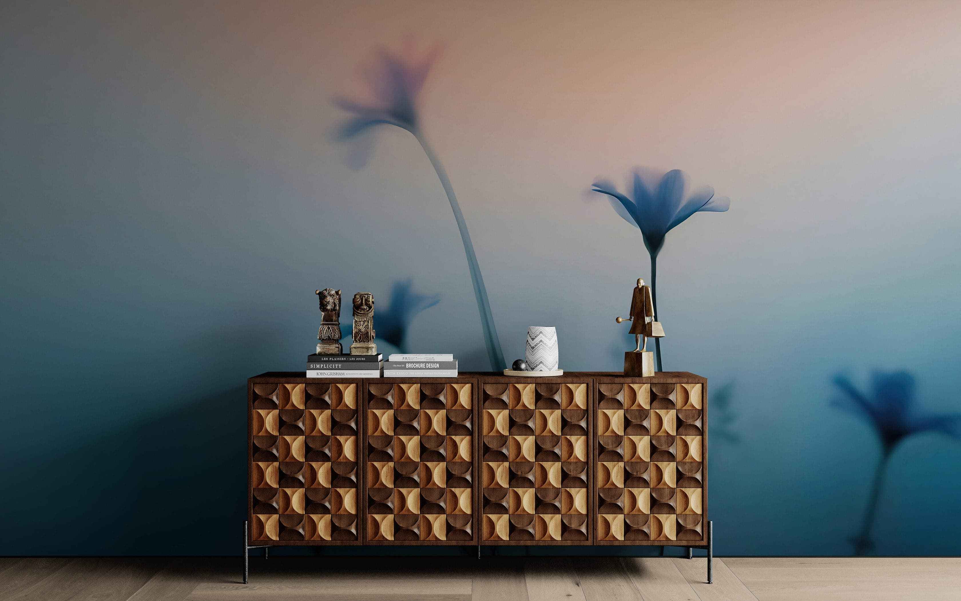 Morning Dew Misty Flower Wallpaper Mural. #7021