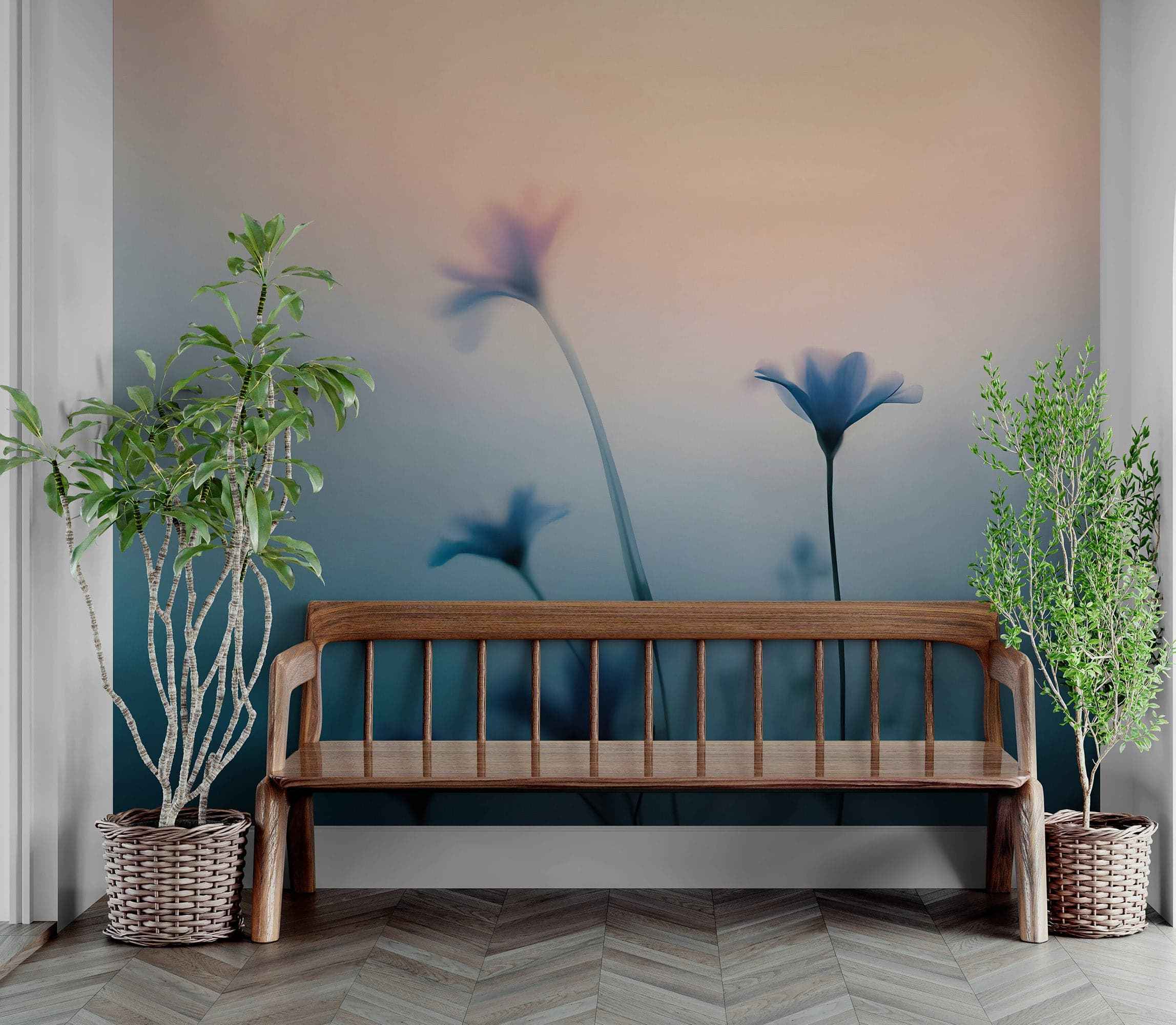 Morning Dew Misty Flower Wallpaper Mural. #7021