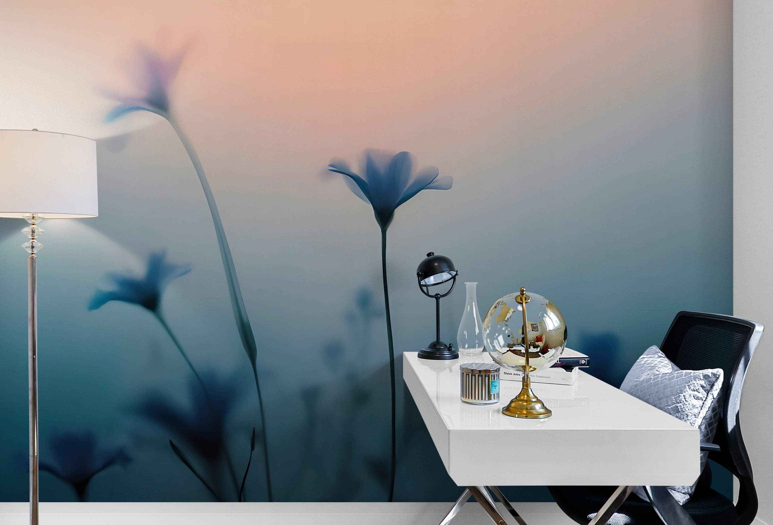 Morning Dew Misty Flower Wallpaper Mural. #7021