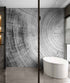Tree Rings Wallpaper Mural. Black and White  Modern Wood Grain Circle Pattern. #7022