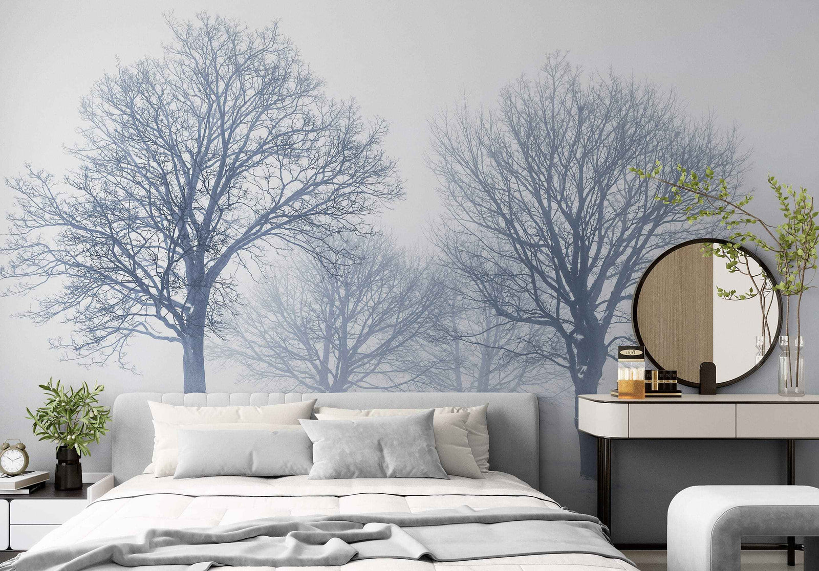 Black and White Snow Covered Trees Winter Landscape Wall Mural. #7042