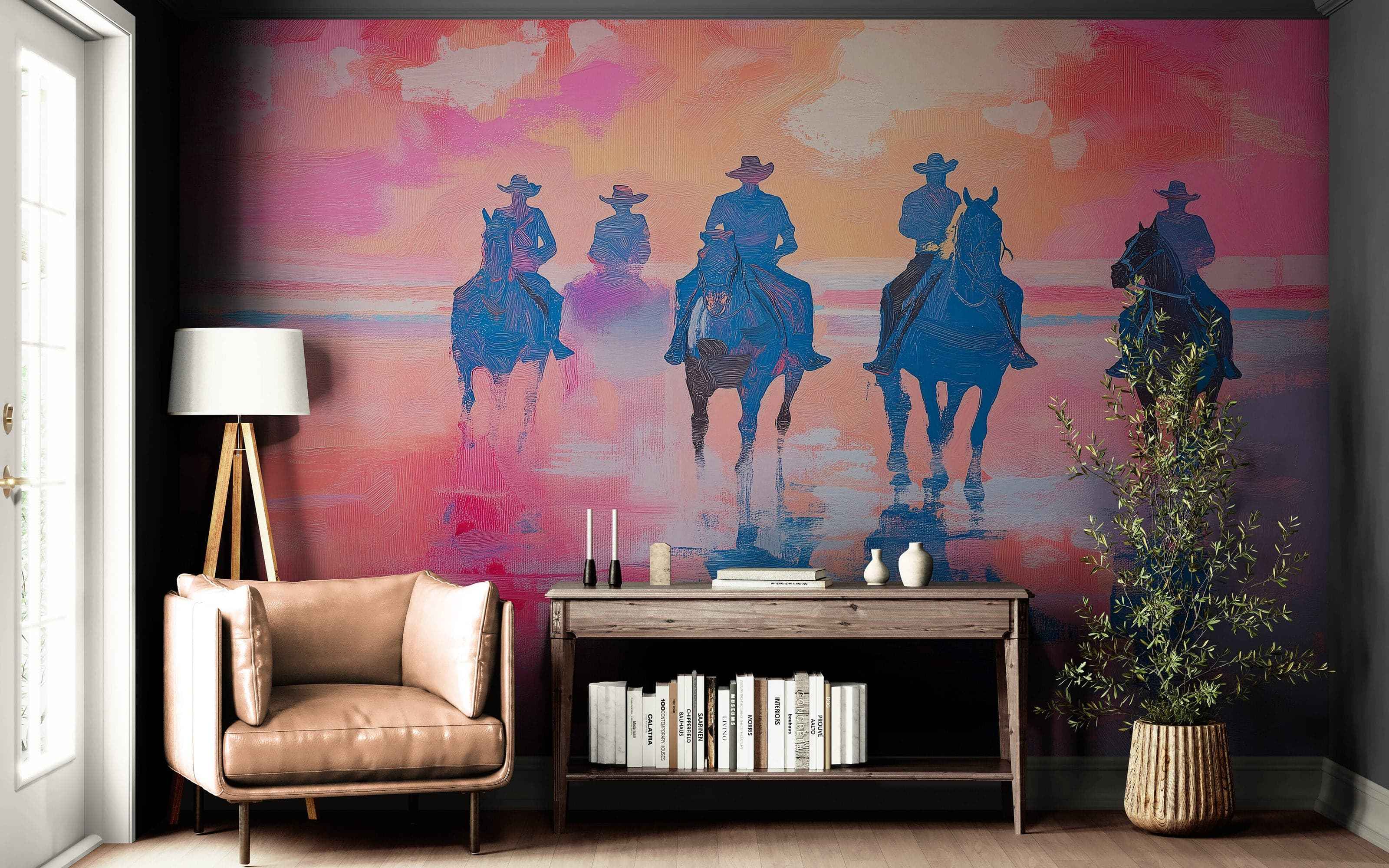 Pink Western Cowboy Style Wall Mural. Pink Cowgirl. #7048
