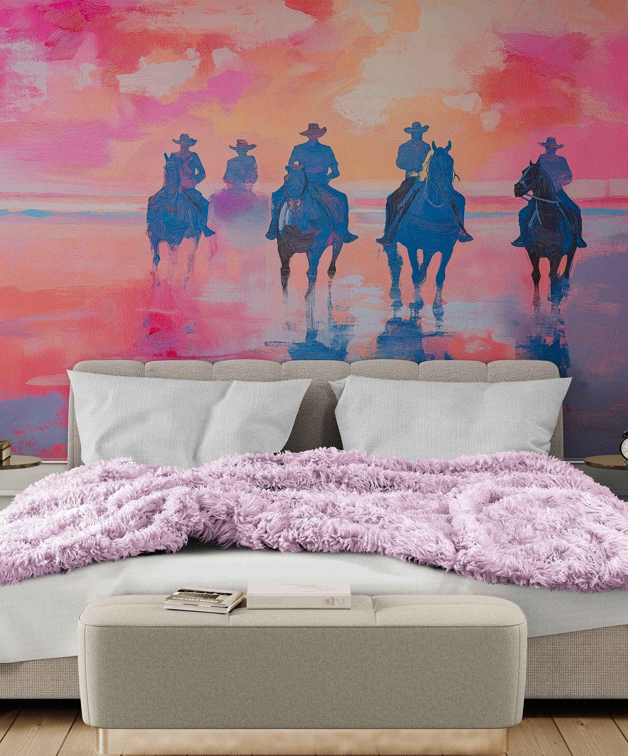 Pink Western Cowboy Style Wall Mural. Pink Cowgirl. #7048