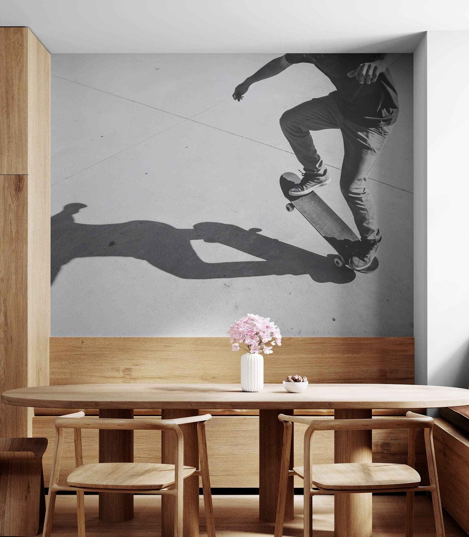 Black and White Skateboard Urban Wall Mural. #7066