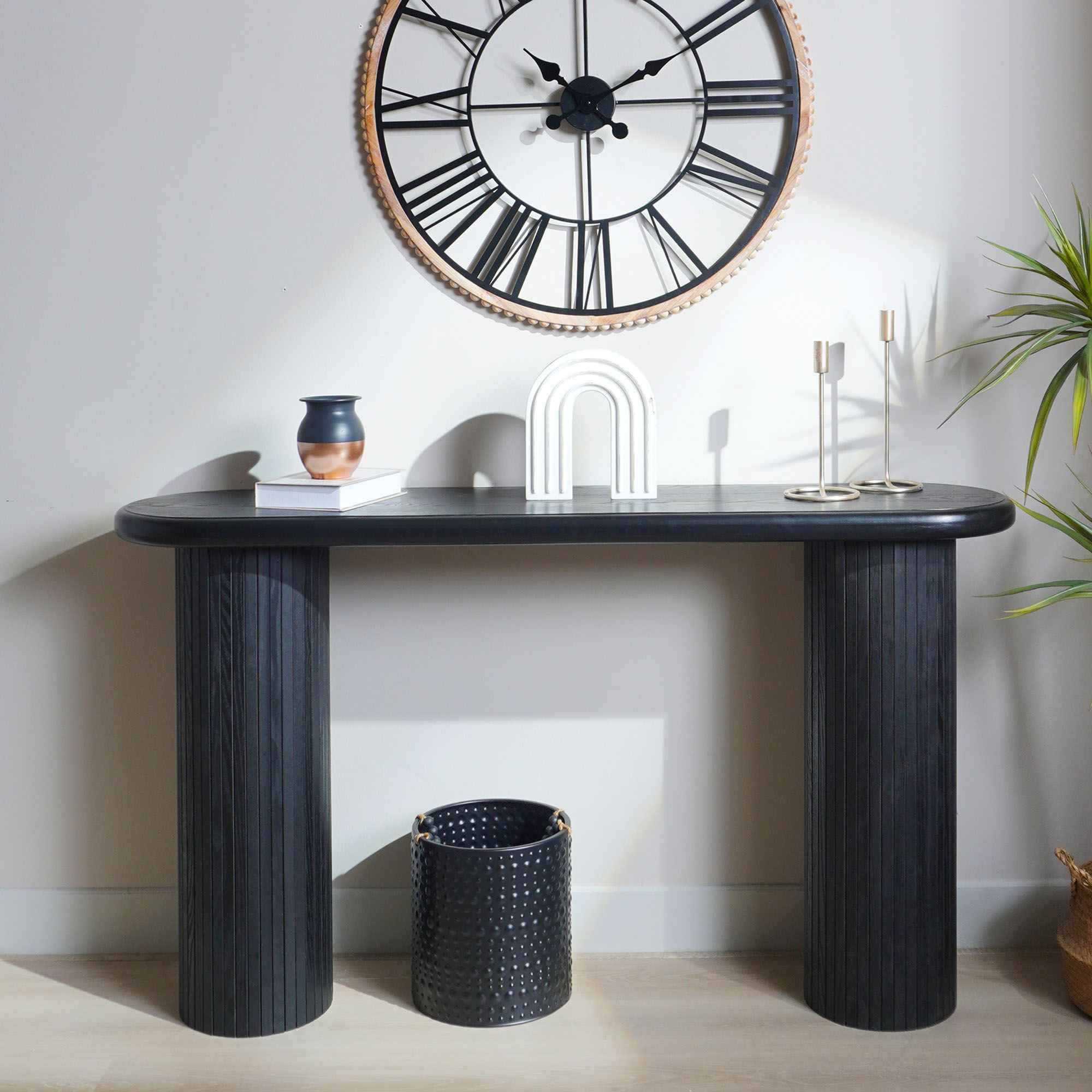 Fluted Cylinder Console Table - Black