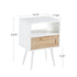 15.75" Rattan End Table With Drawer And Solid Wood Legs, Modern Nightstand, Side Table For Living Room, Bedroom