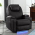 Power Recliner Chair with Heat and Massage, PU Leather Home Theater Seating with LED Lights/Cup Holders/Side Pocket/USB Port, Reclining Sofa Chair for Living Room (1, Black)