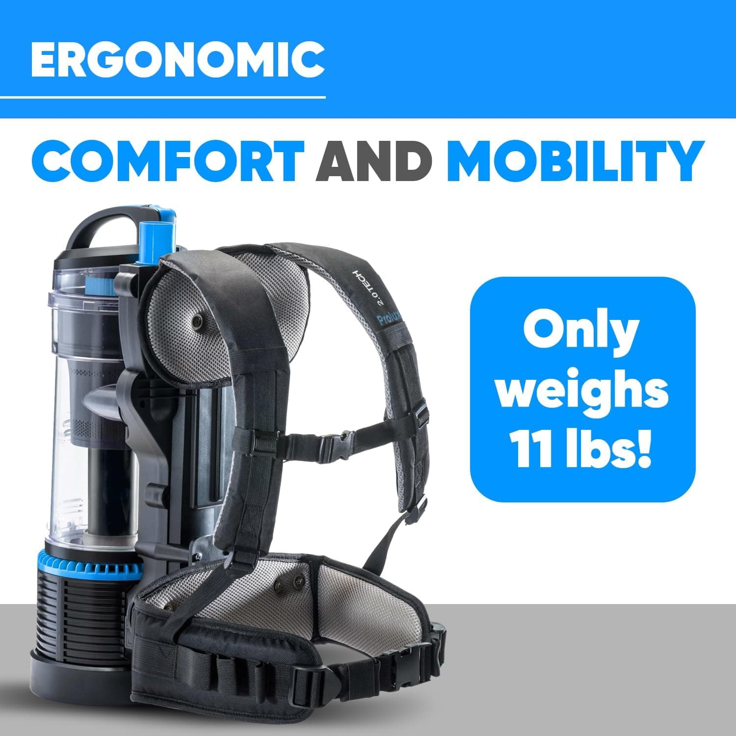 Prolux 2.0 Cordless Bagless Upright Backpack Vacuum with 1 hour Lithium Ion Battery